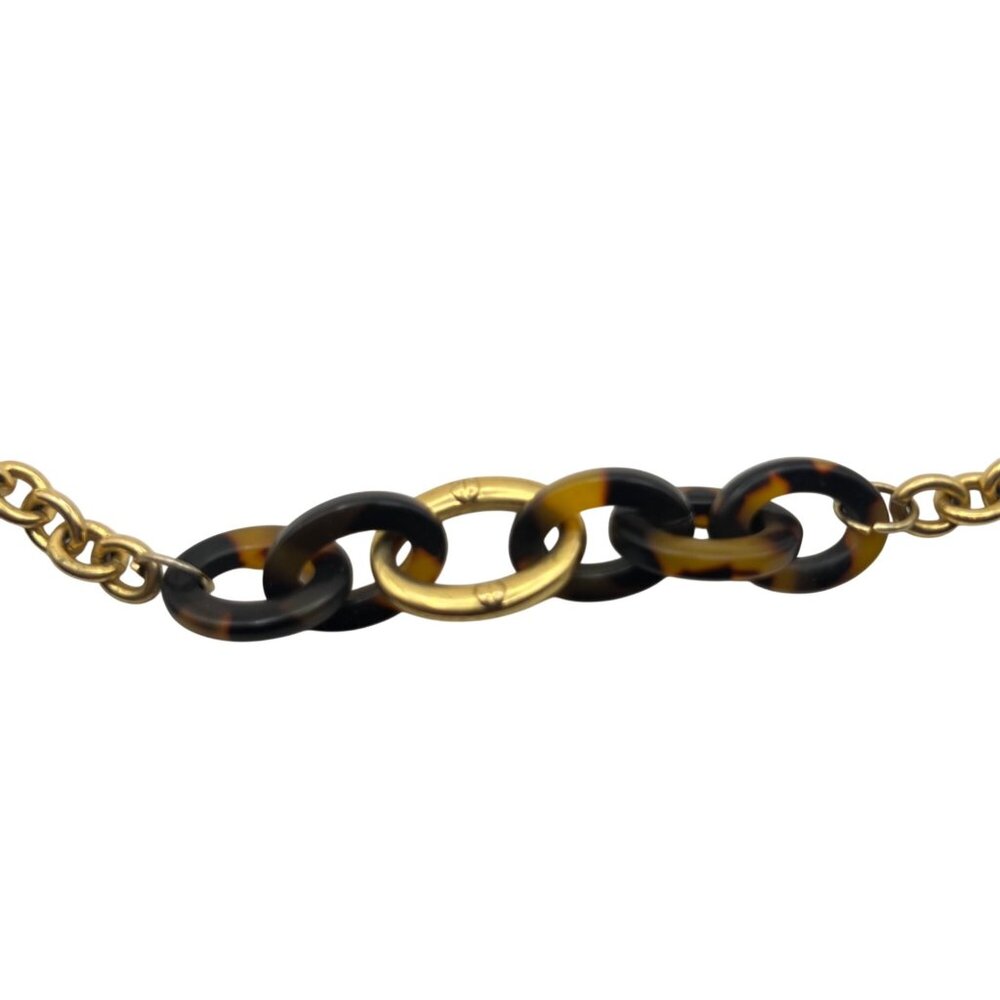 Ralph Lauren Gold Brown Tortoiseshell Link Chain Necklace Signed 32" Vintage - Picture 4 of 7